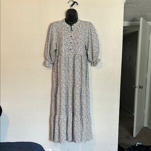 Elegant Black and White Polka Dot Dress